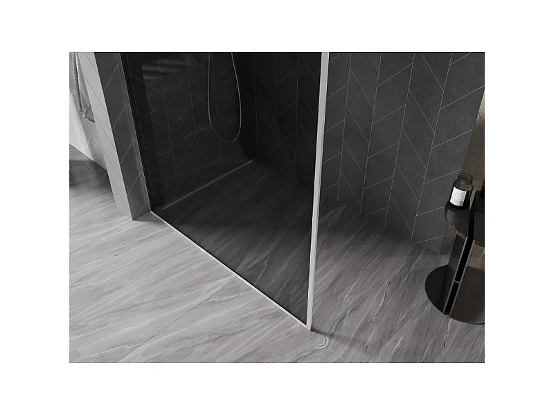 Mexen Kioto-F painel de duche Walk-in com moldura 120 x 202 cm, grafite 8 mm, níquel escovado - 800-120-104-97-40