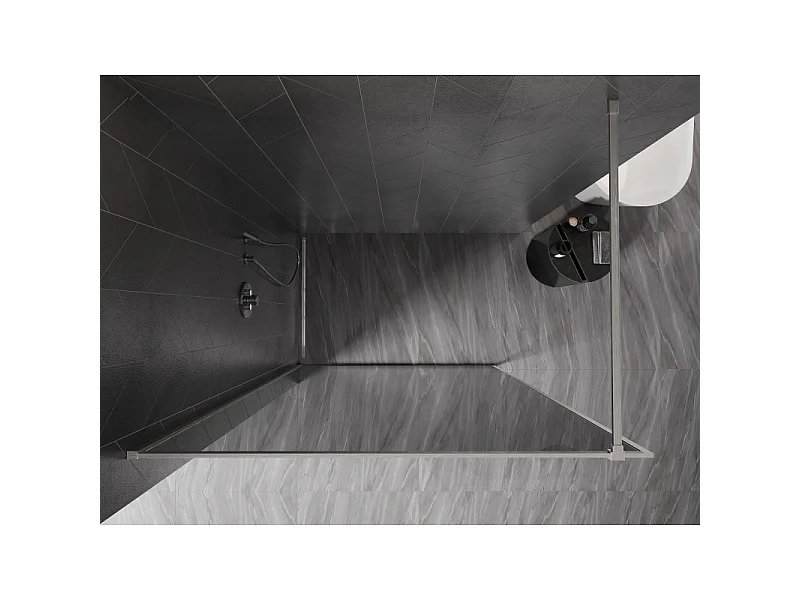 Mexen Kioto-F painel de duche Walk-in com moldura 120 x 202 cm, grafite 8 mm, níquel escovado - 800-120-104-97-40