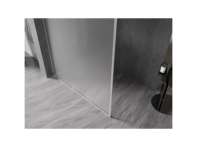 Mexen Kioto-XF Parede de chuveiro Walk-in com moldura 60 x 202 cm, fosco 10 mm, níquel escovado - 800-060-104-97-30-X