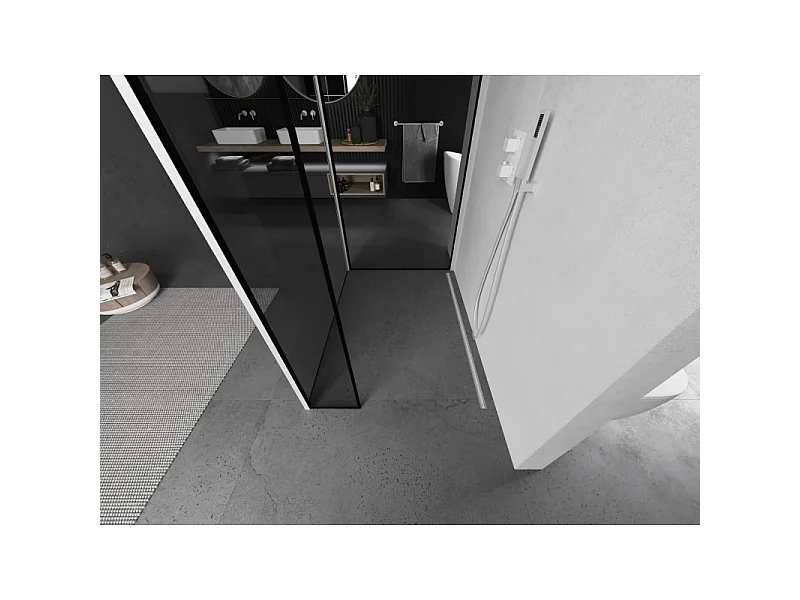 Mexen Kioto Shower Wall Walk-in 120 x 80 x 40 cm, black pattern, white - 800-120-080-221-20-70-040