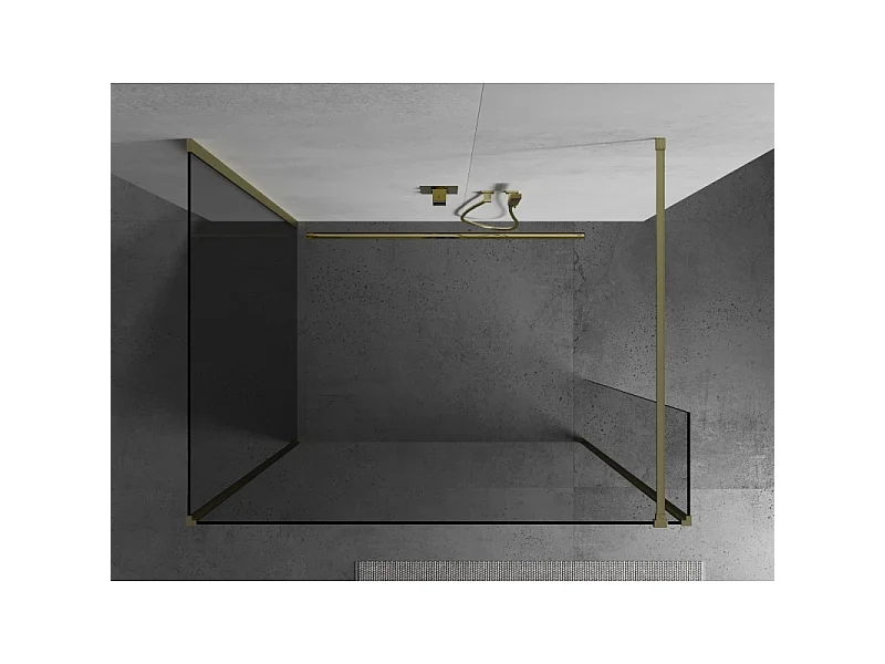 Mexen Kioto douchewand Walk-in 125 x 90 x 30 cm, transparant, goud geborsteld - 800-125-090-221-55-00-030