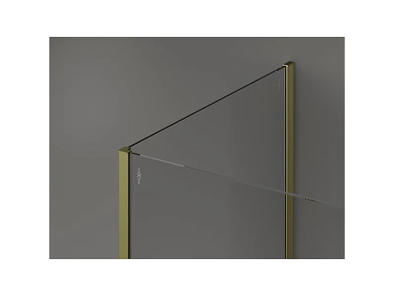 Mexen Kioto douchewand Walk-in 125 x 90 x 40 cm, transparant, goud geborsteld - 800-125-090-221-55-00-040
