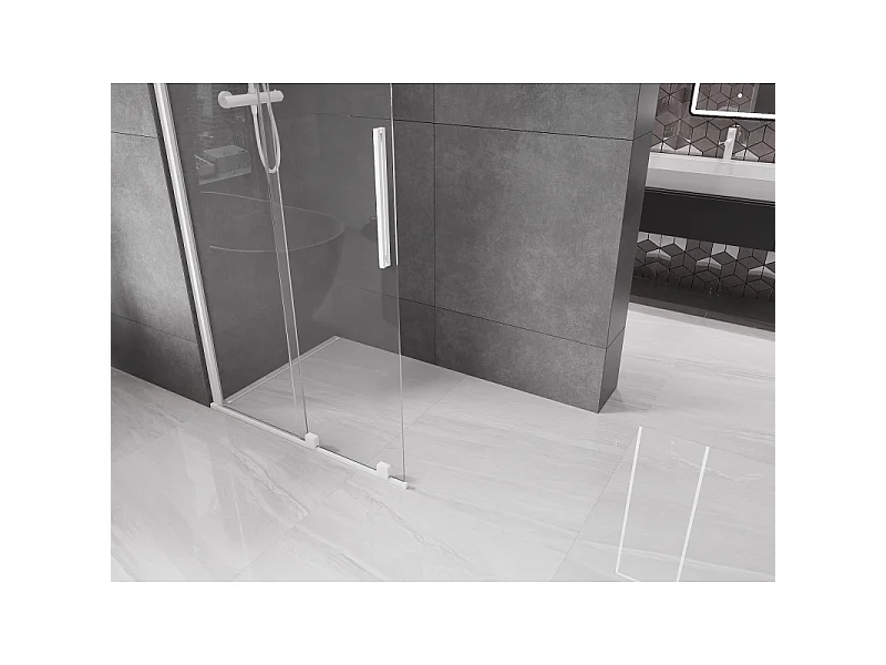 Mexen Velar ścianka prysznicowa rozsuwana Walk-in 70 x 200 cm, transparent 8 mm, biała - 871-070-000-03-20