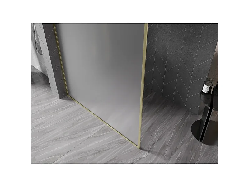 Mexen Kioto-XF Painele de chuveiro Walk-in com moldura 60 x 202 cm, fosco 10 mm, dourado escovado - 800-060-104-55-30-X