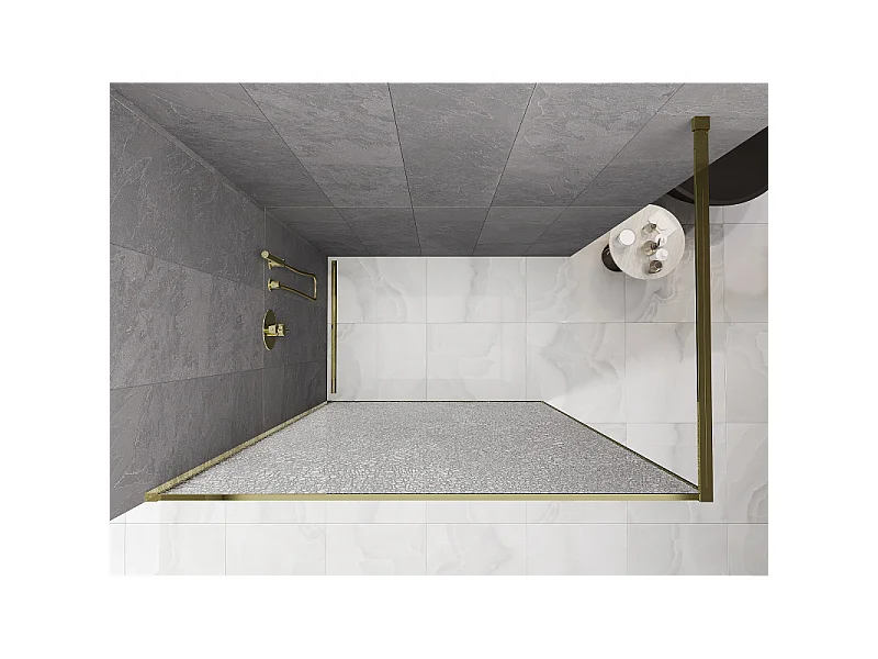Mexen Kioto paroi de douche Walk-in 70 x 200 cm, crackle transparent 12 mm, or - 800-070-101-50-04-X