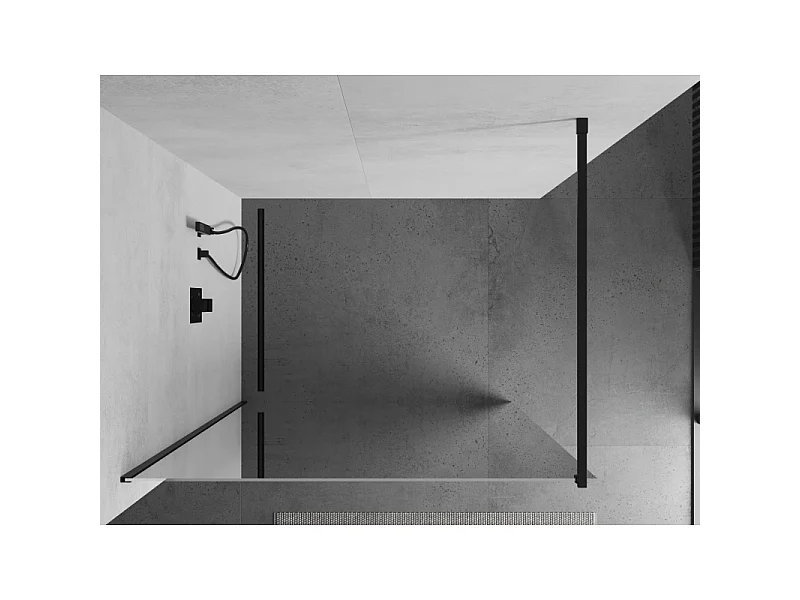 Mexen Kioto paroi de douche Walk-in 70 x 200 cm, miroir 8 mm, noir - 800-070-101-70-50