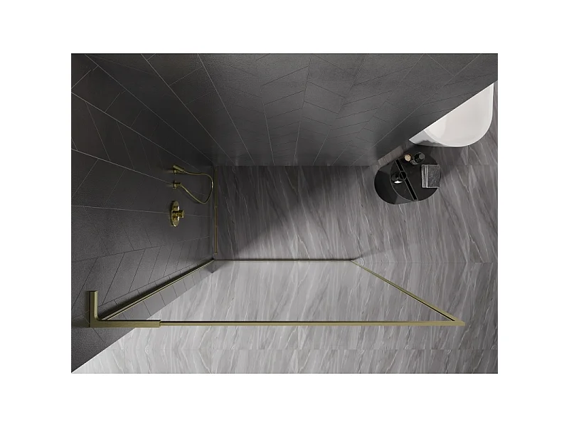 Mexen Kioto-F L Douchewand Walk-in met frame 55 x 202 cm, transparant 8 mm, goud geborsteld - 800-055-174-55-00