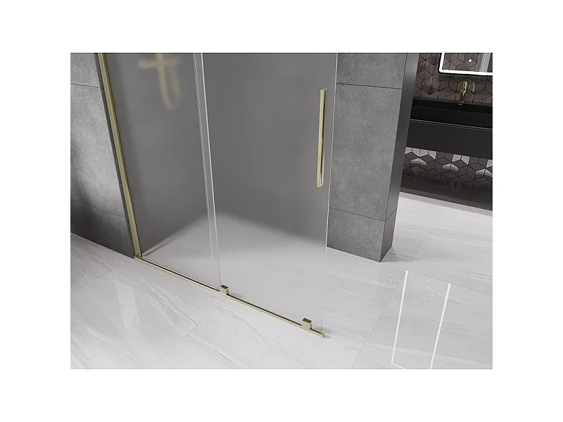 Mexen Velar Walk-in Shower Panel 140 x 200 cm, Frosted 8 mm, Gold - 871-140-000-33-50