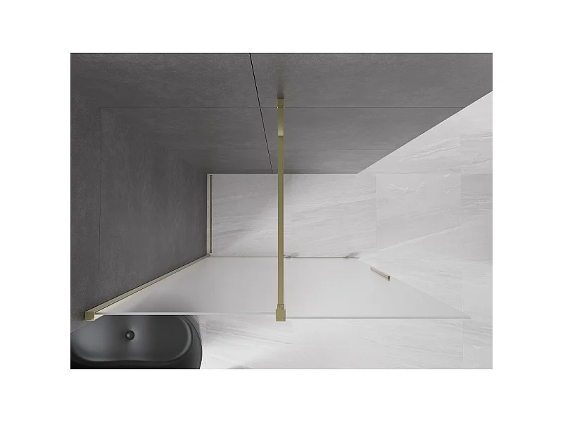 Mexen Velar Walk-in Shower Panel 140 x 200 cm, Frosted 8 mm, Gold - 871-140-000-33-50