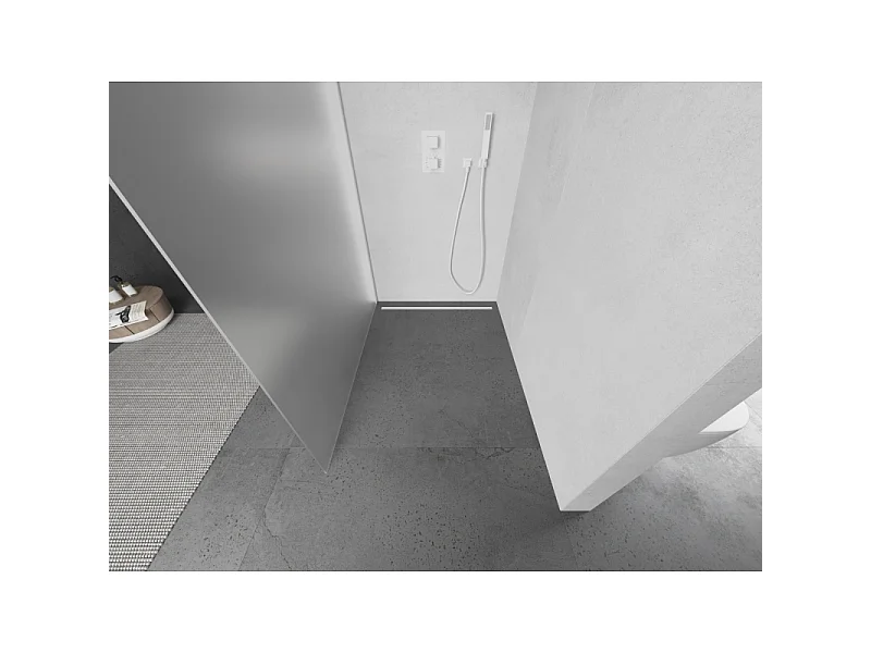 Mexen Kioto ścianka prysznicowa Walk-in 90 x 200 cm, szron 8 mm, biała - 800-090-101-20-30
