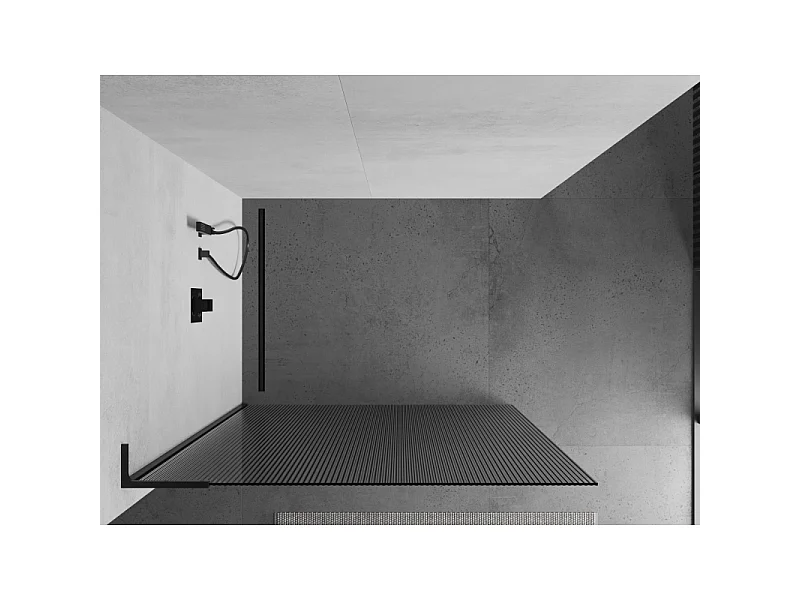 Mexen Kioto L panel de ducha Walk-in 100 x 200 cm, líneas, negro - 800-100-103-70-09