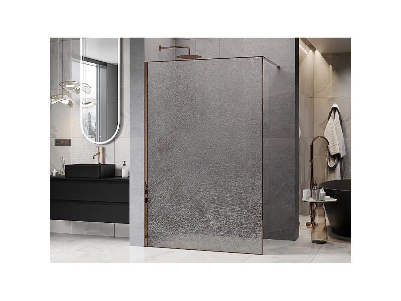 Mexen Kioto douchewand Walk-in 150 x 200 cm, crackle transparant 12 mm, roze goud - 800-150-101-60-04-X