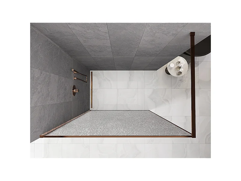Mexen Kioto douchewand Walk-in 150 x 200 cm, crackle transparant 12 mm, roze goud - 800-150-101-60-04-X