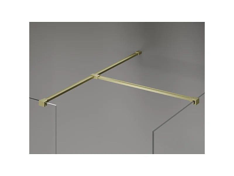 Mexen Kioto-X Brusevæg Walk-in 100 x 100 cm, transparent 10 mm, børstet guld - 800-100-202-55-00-100-X