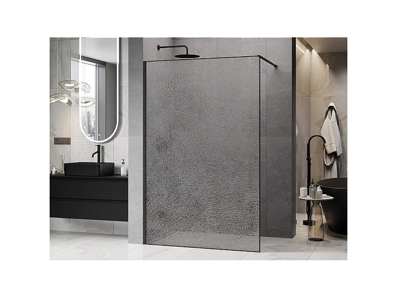 Mexen Kioto paroi de douche Walk-in 70 x 200 cm, crackle transparent 12 mm, noir - 800-070-101-70-04-X
