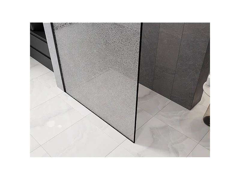 Mexen Kioto paroi de douche Walk-in 70 x 200 cm, crackle transparent 12 mm, noir - 800-070-101-70-04-X
