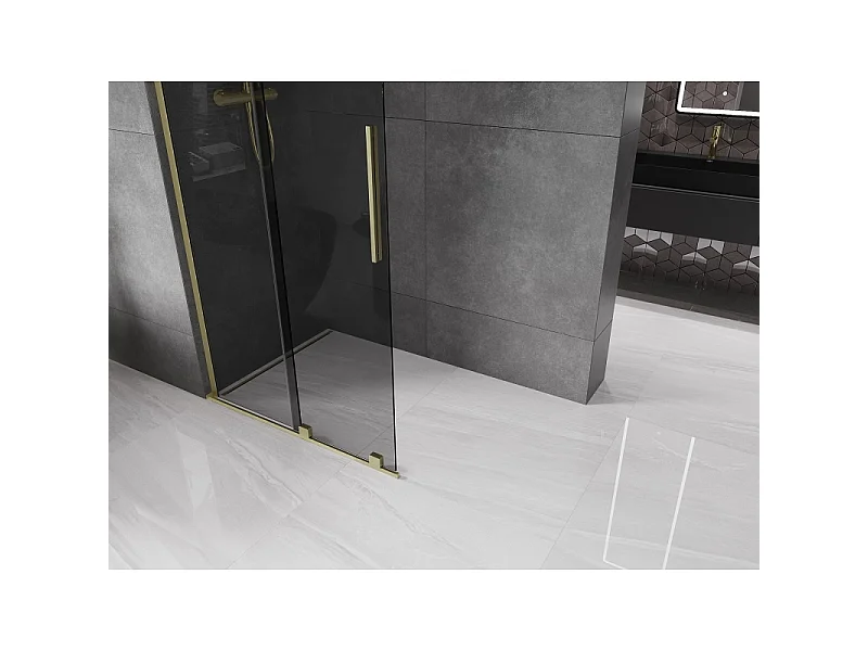 Mexen Velar L paroi de douche coulissante Walk-in 120 x 200 cm, graphite 8 mm, or brossé - 871-120-003-43-55