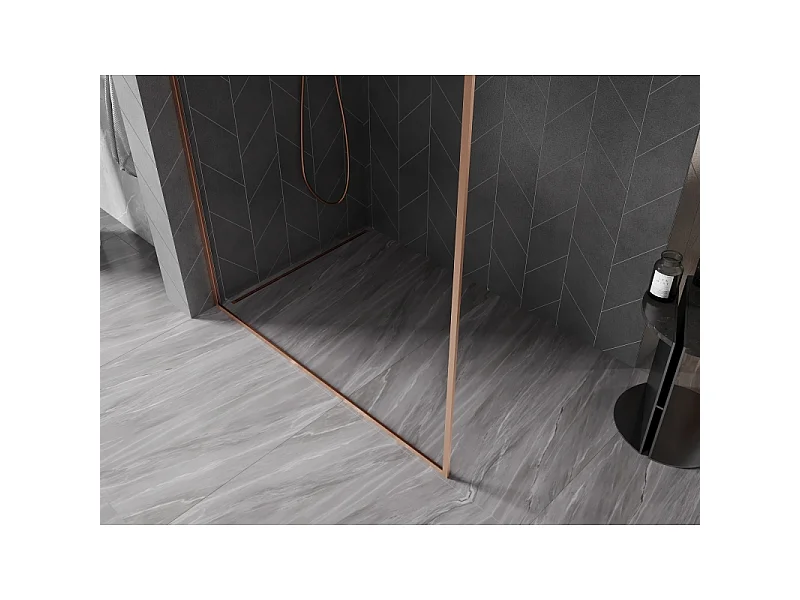 Mexen Kioto-F L paroi de douche à l'italienne avec cadre 95 x 202 cm, transparent 8 mm, cuivre brossé - 800-095-174-65-00