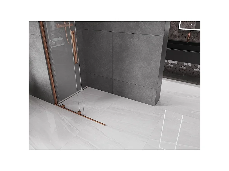 Mexen Velar paroi de douche coulissante Walk-in 120 x 200 cm, transparent 8 mm, or rose - 871-120-000-03-60