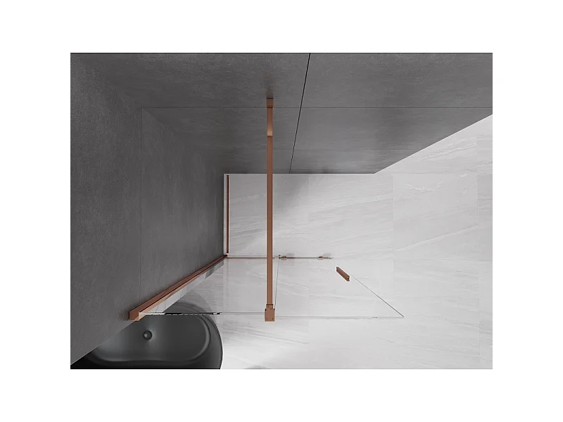 Mexen Velar paroi de douche coulissante Walk-in 120 x 200 cm, transparent 8 mm, or rose - 871-120-000-03-60