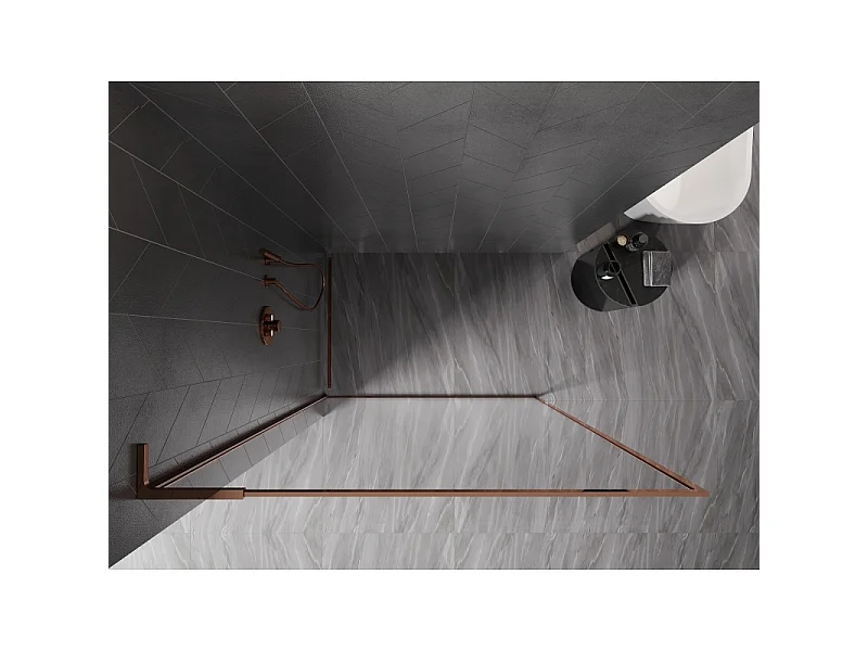 Mexen Kioto-XF L schermo doccia Walk-in con cornice 110 x 202 cm, trasparente 10 mm, oro rosa - 800-110-174-60-00-XF