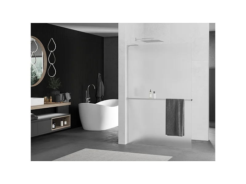 Mexen Kioto+ L panneau de douche avec étagère Walk-in 100 x 200 cm, givré, chrome - 800-100-123-01-30