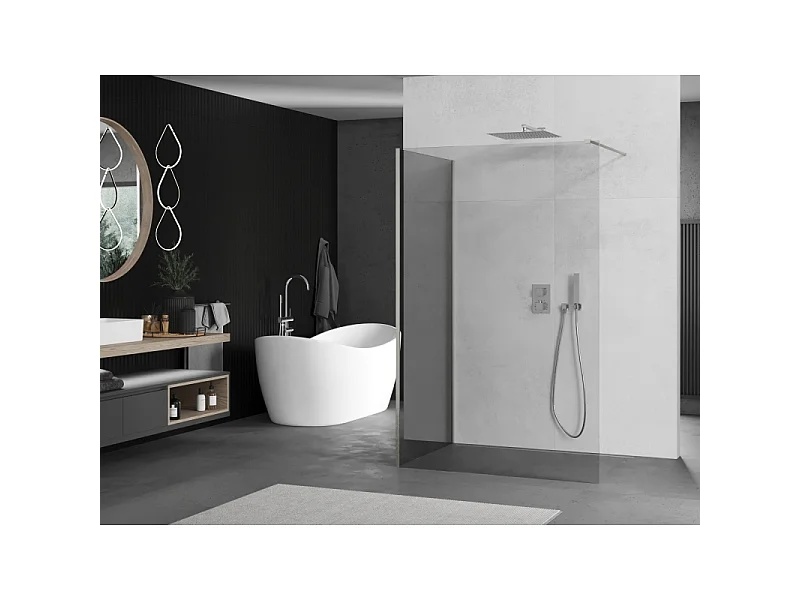 Mexen Kioto douchewand Walk-in 135 x 100 cm, transparant, geborsteld nikkel - 800-135-212-97-00-100
