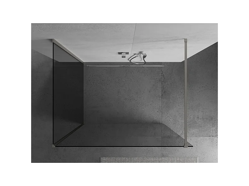 Mexen Kioto douchewand Walk-in 135 x 100 cm, transparant, geborsteld nikkel - 800-135-212-97-00-100