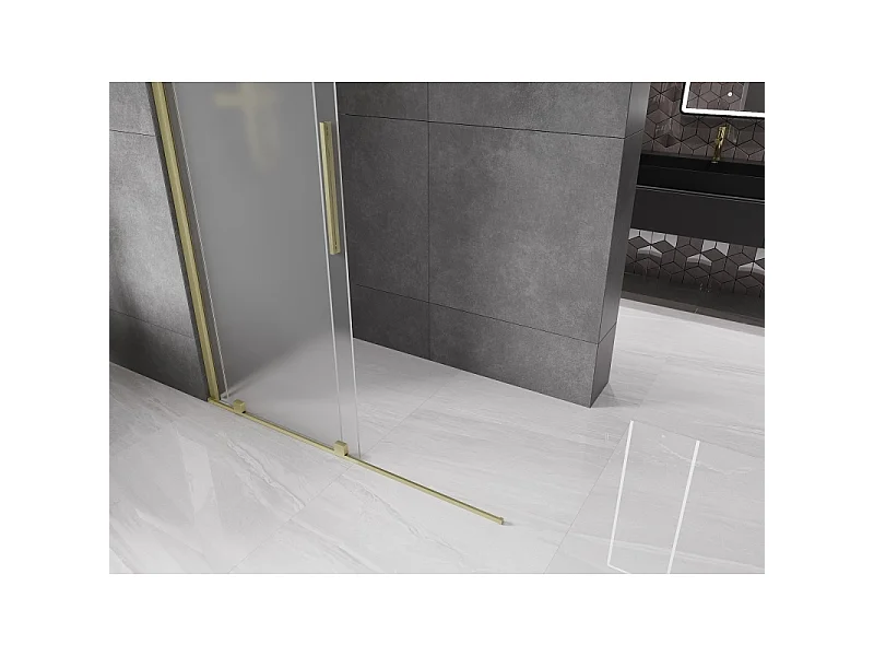 Mexen Velar walk-in shower panel 150 x 200 cm, frosted 8 mm, brushed gold - 871-150-000-33-55