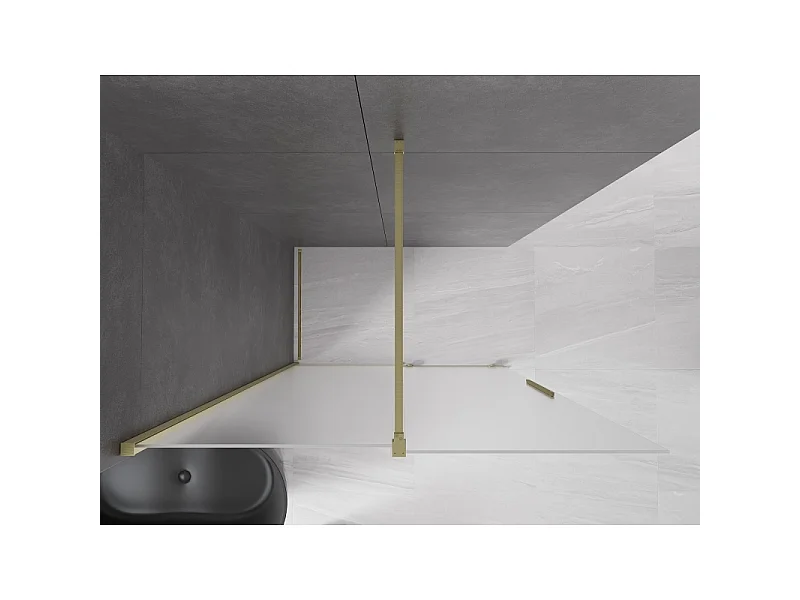 Mexen Velar walk-in shower panel 150 x 200 cm, frosted 8 mm, brushed gold - 871-150-000-33-55