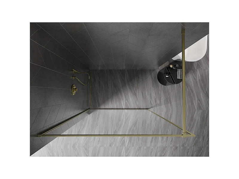 Mexen Kioto-F douchewand Walk-in met frame 50 x 202 cm, transparant 8 mm, geborsteld goud - 800-050-104-55-00