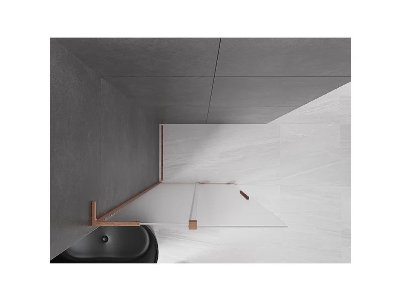 Mexen Velar L Walk-in Sliding Shower Wall 90 x 200 cm, Frosted 8 mm, Brushed Copper - 871-090-003-33-65