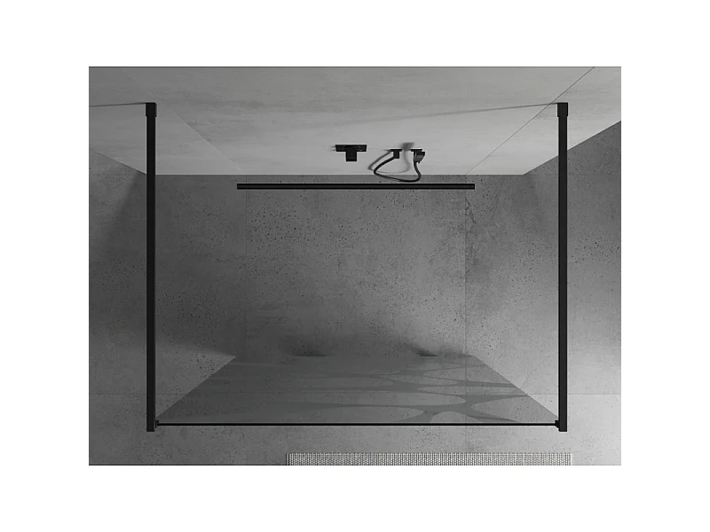 Mexen Kioto freistehende Duschwand 120 x 200 cm, weiße Welle 8 mm, schwarz - 800-120-002-70-97