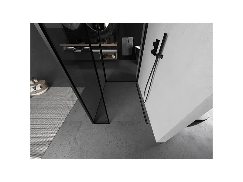 Mexen Kioto douchescherm Walk-in 120 x 110 x 40 cm, zwart frame, zwart - 800-120-110-221-70-70-040