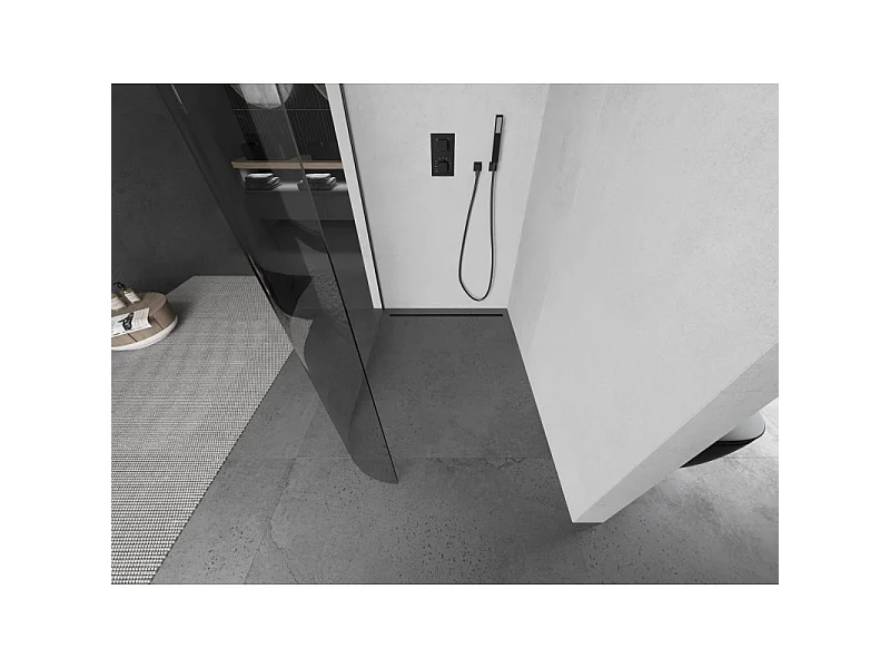 Mexen Kioto-R rundt brusevæg Walk-in 160 x 200 cm, transparent 8 mm, gun metal - 800-160-101-95-06