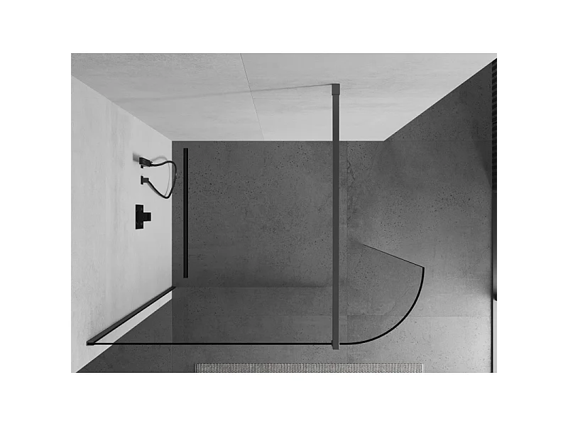 Mexen Kioto-R rundt brusevæg Walk-in 160 x 200 cm, transparent 8 mm, gun metal - 800-160-101-95-06