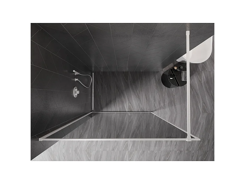Mexen Kioto-F Walk-in Shower Wall with Frame 110 x 202 cm, Graphite 8 mm, White - 800-110-104-20-40
