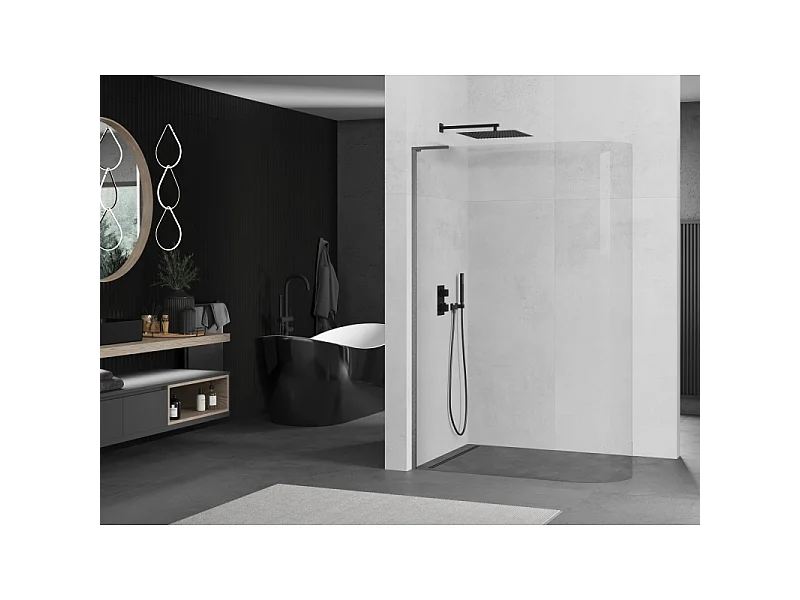 Mexen Kioto-R L Paroi de douche arrondie Walk-in 90 x 200 cm, transparente, gris canon brossé - 800-090-103-66-06