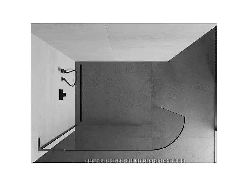 Mexen Kioto-R L Paroi de douche arrondie Walk-in 90 x 200 cm, transparente, gris canon brossé - 800-090-103-66-06