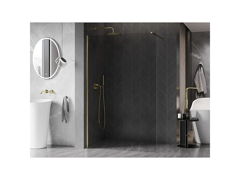 Mexen Kioto-X parete doccia Walk-in 50 x 200 cm, trasparente 10 mm, dorata - 800-050-101-50-00-X