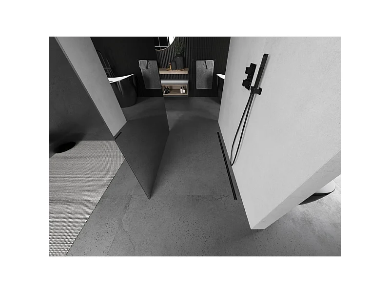 Mexen Kioto paroi de douche autoportante 100 x 200 cm, miroir 8 mm, gun metal - 800-100-002-95-50