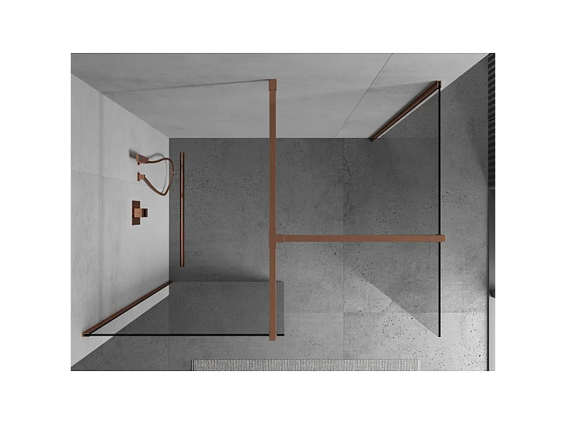 Mexen Kioto paroi de douche Walk-in 120 x 95 cm, transparent, or rose - 800-120-202-60-00-095