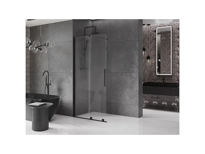 Mexen Velar sliding shower wall Walk-in 75 x 200 cm, transparent 8 mm, black - 871-075-000-03-70
