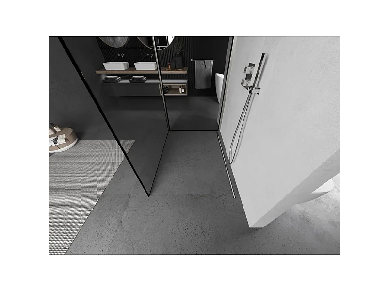 Mexen Kioto painel de duche Walk-in 120 x 80 cm, moldura preta, níquel escovado - 800-120-212-97-70-080