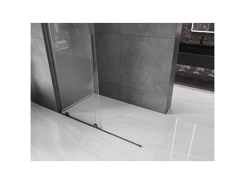 Mexen Velar sliding shower wall Walk-in 160 x 200 cm, transparent 8 mm, brushed gun gray - 871-160-000-03-66