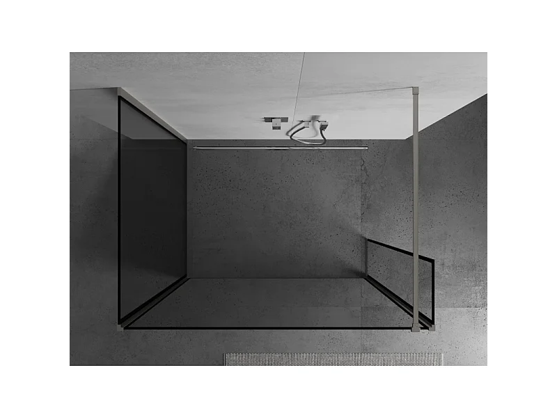 Mexen Kioto painel de duche Walk-in 120 x 110 x 30 cm, moldura preta, níquel escovado - 800-120-110-221-97-70-030