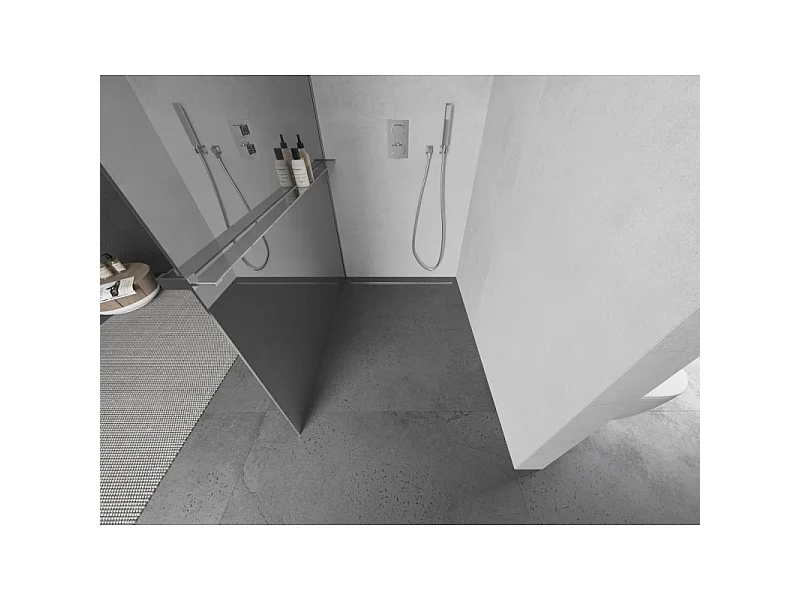 Mexen Kioto+ parede de duche com prateleira Walk-in 120 x 200 cm, espelho, cromado - 800-120-121-01-50