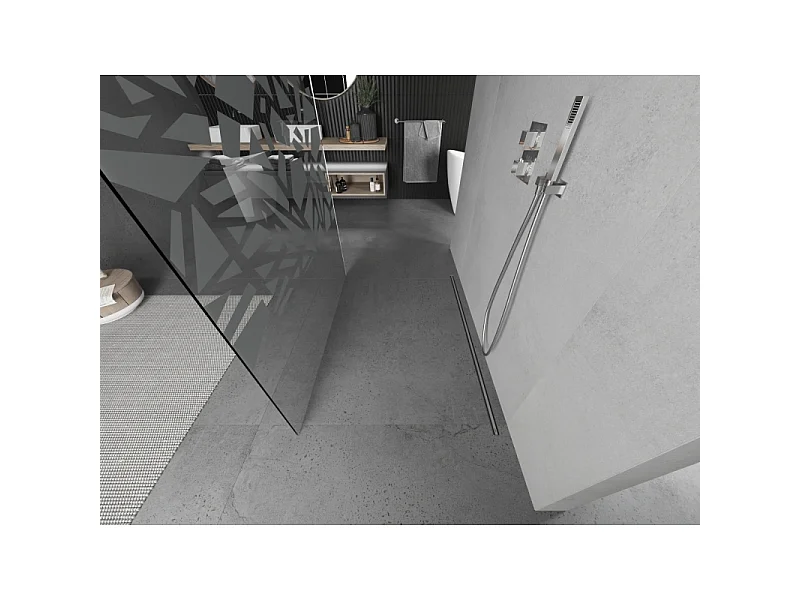 Mexen Kioto fritstående brusevæg 120 x 200 cm, hvidt mønster 8 mm, krom - 800-120-002-01-85