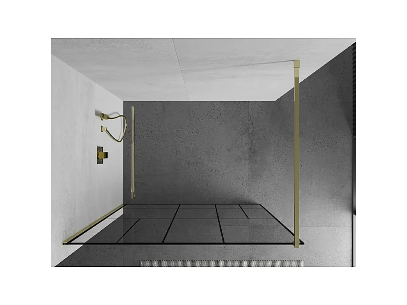 Mexen Kioto paroi de douche Walk-in 120 x 200 cm, motif noir 8 mm, dorée - 800-120-101-50-78