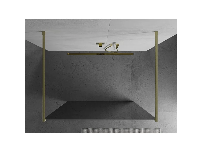 Mexen Kioto freistehende Duschwand 110 x 200 cm, Spiegel 8 mm, gebürstetes Gold - 800-110-002-55-50